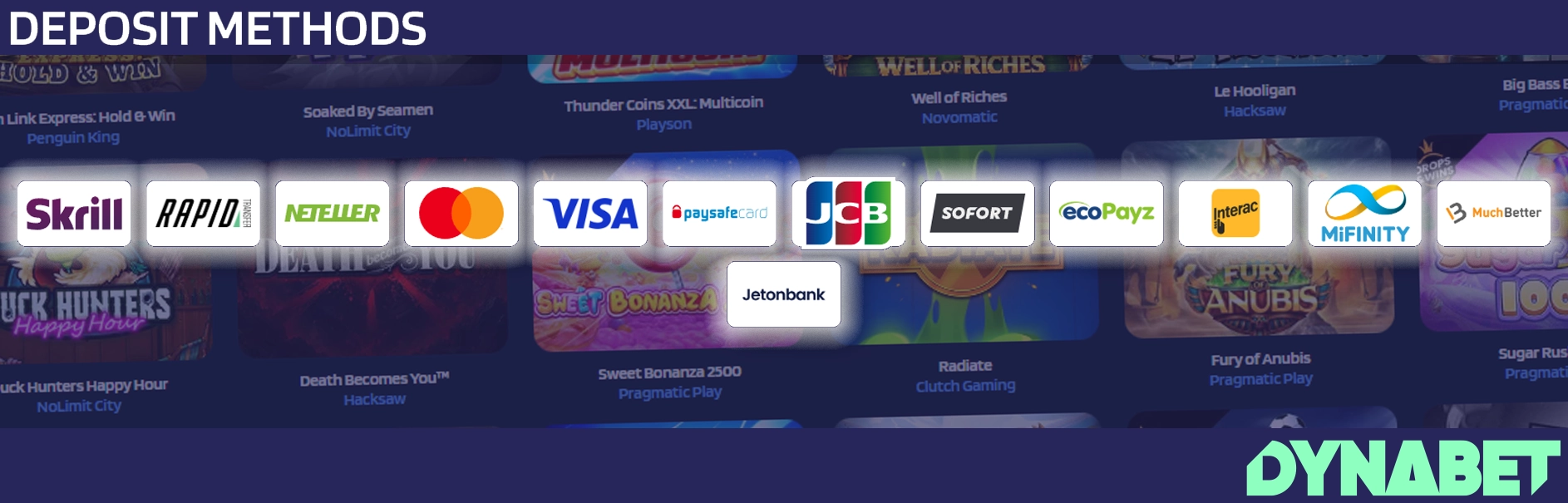 Dynabet Casino deposit methods