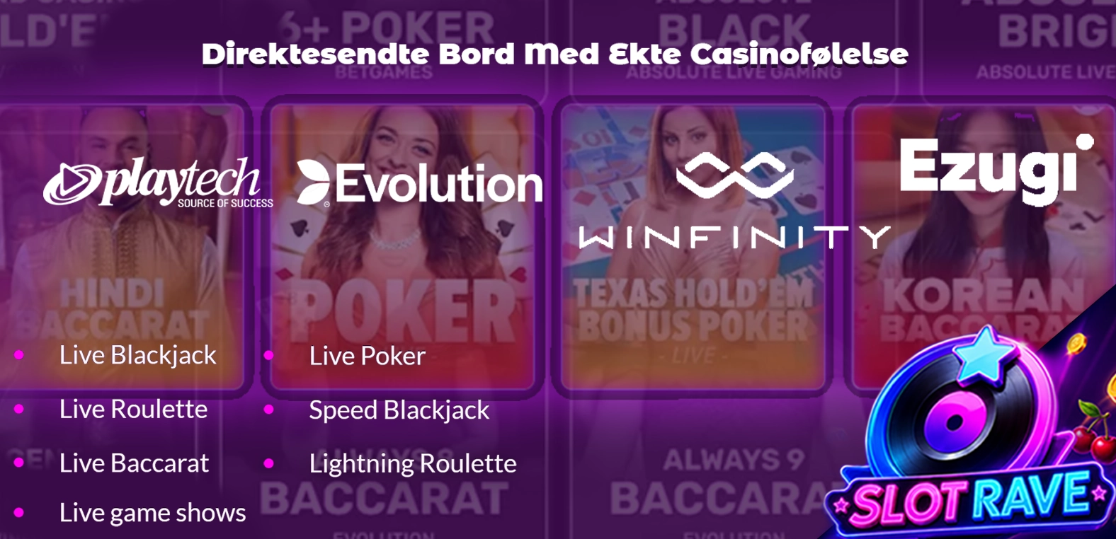 Live casino spill på Slotrave Casino